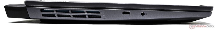 A sinistra: USB 3.2 Gen2 Type-C con DisplayPort 1.4-out e 140 W Power Delivery, jack audio combo da 3,5 mm