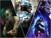 Cyberpunk 2077, RoboCop: Rogue City, Ninja Gaiden 4 (da sinistra a destra).