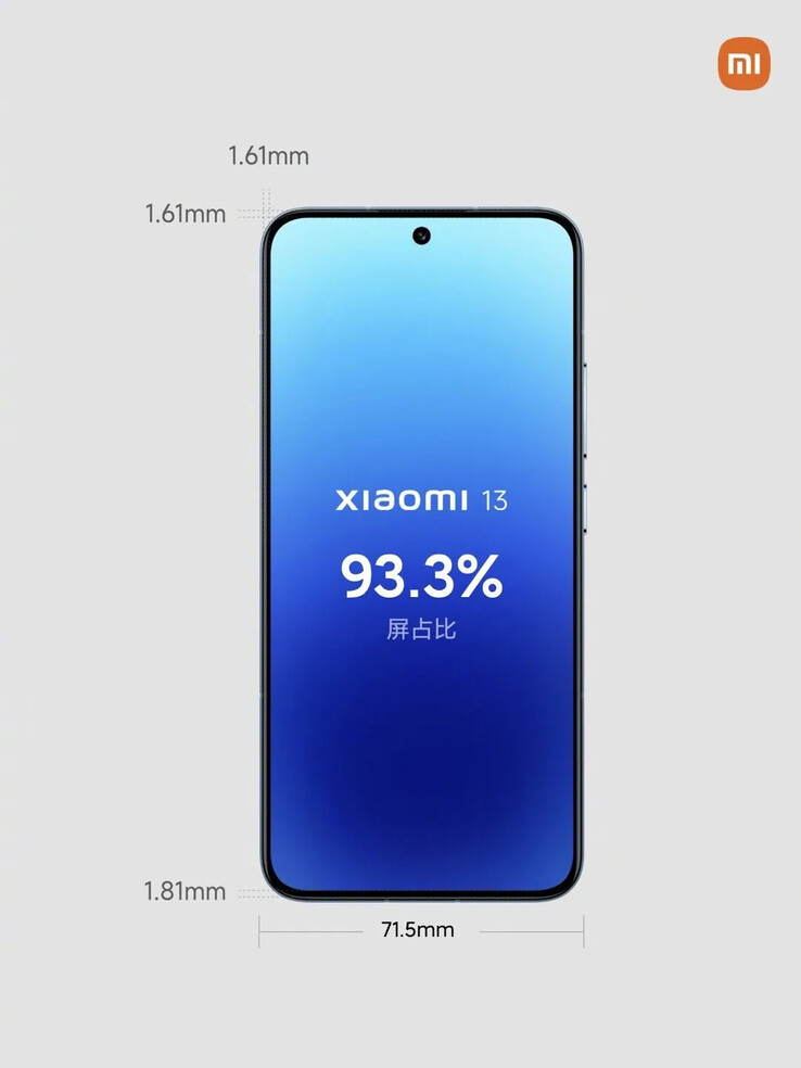 Uno schema del display dello Xiaomi 13, presumibilmente ufficiale. (Fonte: SparrowsNews)