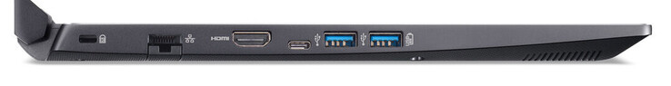 A sinistra: slot cable lock, Gigabit Ethernet port, HDMI, 3x USB 3.2 Gen 1 (1x Type C, 2x Type A)