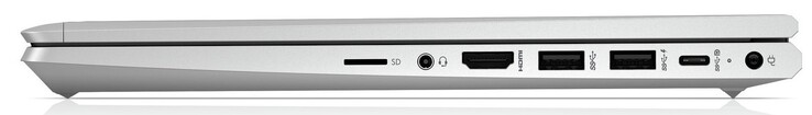 Lato destro: microSD, porta audio combinata, HDMI, 2x USB-A 3.1 Gen1, 1x USB-C 3.1 Gen2