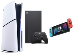 Da sinistra a destra: PS5 Slim, Xbox Serie X, Nintendo Switch. (Fonte immagine: Amazon, modificato)