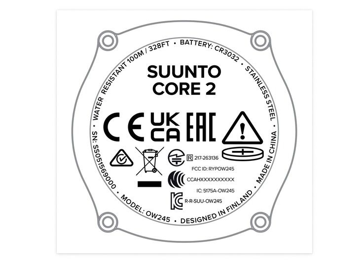 Il Suunto Core 2 non dispone di un sensore di frequenza cardiaca o di SpO2.