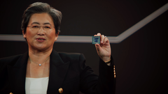 La dottoressa Lisa Su svela la tecnologia 3D V-cache stacking in arrivo sui processori di punta AMD nel corso dell'anno. (Fonte: keynote AMD Computex 2021)