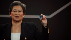 La dottoressa Lisa Su svela la tecnologia 3D V-cache stacking in arrivo sui processori di punta AMD nel corso dell&#039;anno. (Fonte: keynote AMD Computex 2021)
