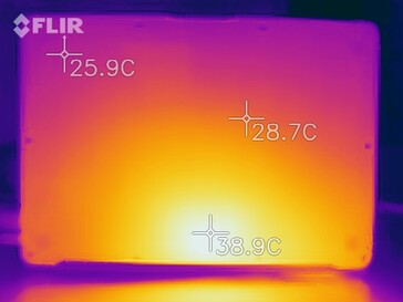 Temperature di superficie durante lo stress test (lato inferiore)