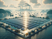 Parco solare galleggiante (immagine simbolica: DALL-E AI)