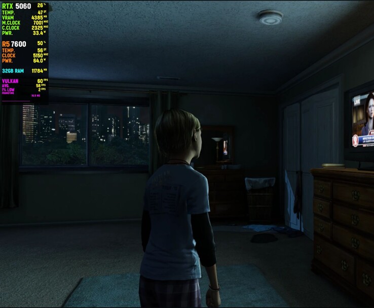Screenshot di gioco tratto da *The Last of Us Remastered* in esecuzione su shadPS4 con una RTX 5060