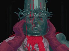 Un'immagine del gioco Blasphemous che mostra un personaggio.