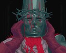 Un'immagine del gioco Blasphemous che mostra un personaggio.