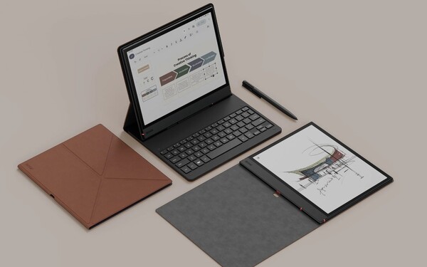 Boox Note Air5 C viene fornito con una custodia e uno stilo gratuiti, ma la tastiera deve essere acquistata separatamente o in bundle. (Fonte immagine: Boox)