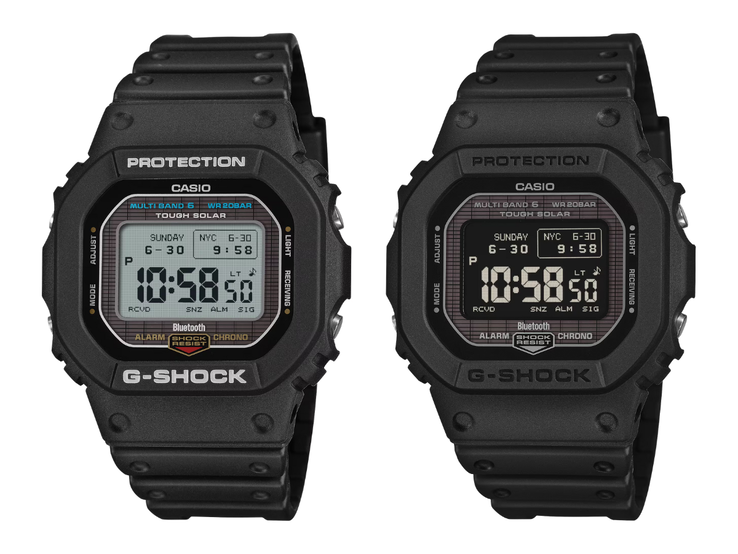 Gli orologi Casio G-Shock GW-BX5600-1 (a sinistra) e GW-BX5600-1A1 (a destra). (Fonte immagine: Casio, a cura)
