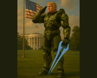 Donald Trump indossa l'armatura Mjolnir di Master Chief (fonte: Casa Bianca su X)