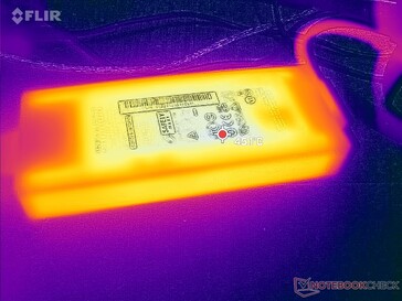 L'adattatore CA raggiunge poco più di 45 C quando si utilizzano carichi impegnativi