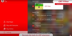 Lo schermo della console Nintendo Switch 2 mostra la sua capacità esclusiva di ricreare un'opzione di visualizzazione simile a quella di un CRT (fonte immagine: Nintendo of America YT)