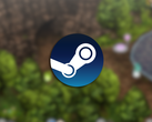 Nella foto: il logo di Steam sovrapposto a una schermata di Wayblazer Dämmerung.