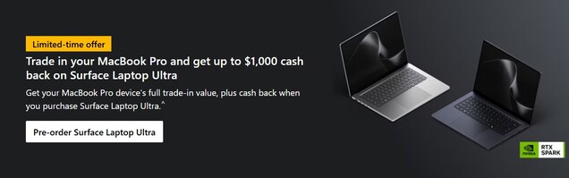 Microsoft prende di mira Apple con un'offerta di rimborso di 1.000 dollari per i possessori di MacBook Pro.