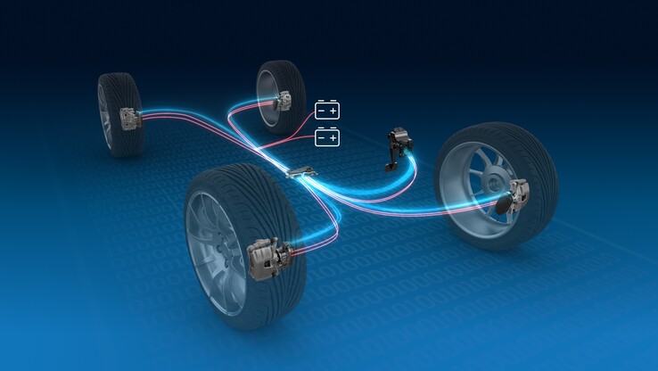 Il sistema brake-by-wire di ZF si basa su segnali elettrici e motori per azionare le pastiglie dei freni. (Fonte: ZF)