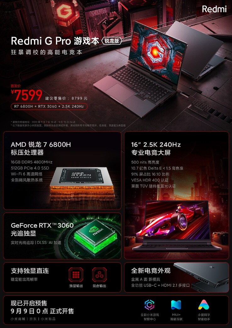 I principali vantaggi del nuovo RedmiBook G Pro Ryzen Edition. (Fonte: Redmi via Weibo)