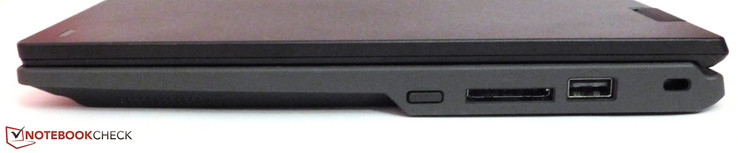Right: power button, SD card reader, USB 2.0 Type A, Kensington lock slot