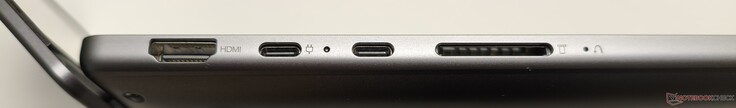 Lato sinistro: HDMI 2.1, 2x USB-C 4 (incl. DisplayPort 2.1 & Power Delivery), lettore di schede SD