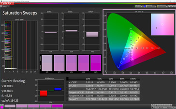 CalMAN: Saturazione Colore – spazio di colore target sRGB