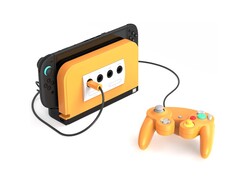 Il Retro Fighters BattleDock con un frontalino arancione speziato. (Fonte: Retro Fighters/Kickstarter)