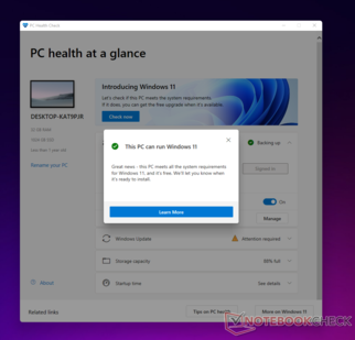 L'app PC Health Check di Microsoft non fornisce alcun dettaglio sul perché un PC può o non può eseguire Windows 11. (Fonte: NotebookCheck)
