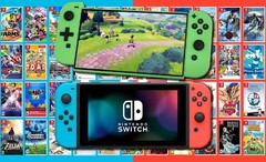Il concept di Nintendo Switch 2 (Pro) di ZONEofTECH sopra la console Switch originale. (Fonte immagine: Nintendo/ZONEofTECH/Destructoid - modificato)