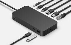 Il Surface Thunderbolt 4 Dock è dotato di un foro di montaggio per un supporto da tavolo. (Fonte: Microsoft)