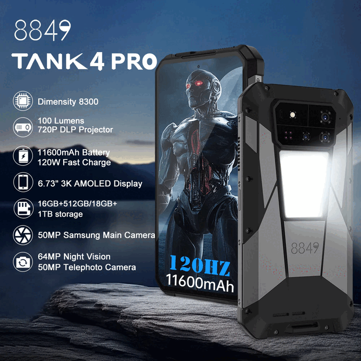 Le caratteristiche principali dello smartphone rugged 8849 Tank 4 Pro (fonte: 8849)