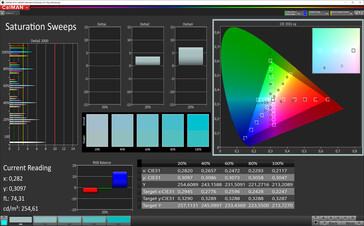 CalMAN: Saturazione colore - Gamma colore target sRGB; profilo colore Originale