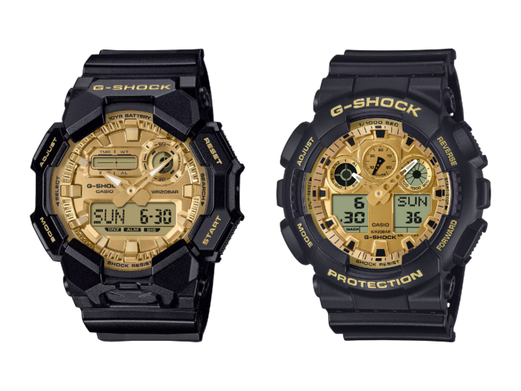 Gli orologi Casio G-Shock GA-010GGB-1A9 (a sinistra) e GA-100GGB-1A9 (a destra). (Fonte: Casio)