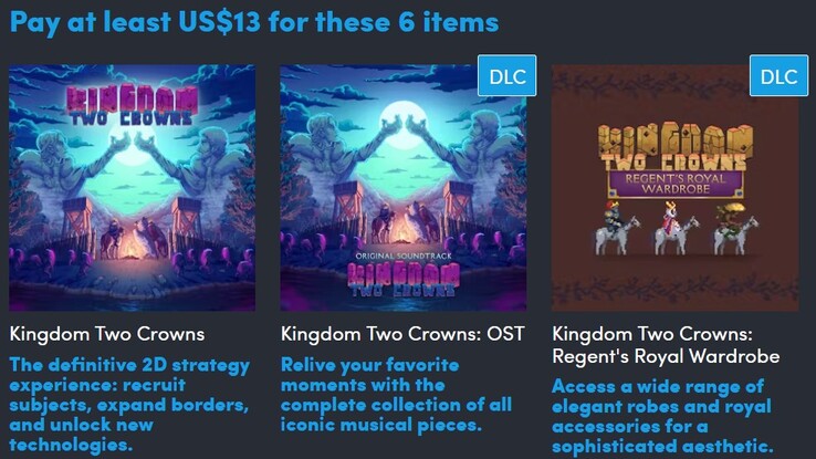 Immagine decorativa. Il secondo livello contiene un totale di 6 articoli e costa 13 (Fonte immagine: Humble Bundle)