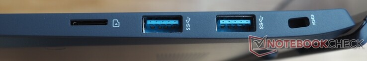 A destra: micro SD, 2x USB-A 3.2 Gen2, blocco Kensington