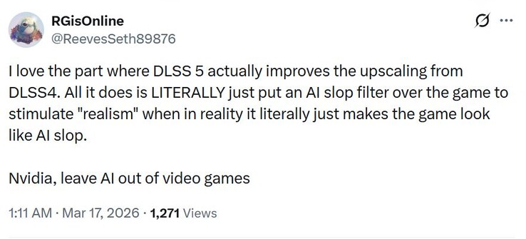 Nvidia DLSS 5 è una schifezza di AI.