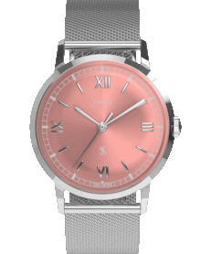 Orologio Timex x Todd Snyder Marlin Mesh con quadrante color salmone con effetto sunburst e bracciale a maglia in acciaio inossidabile.