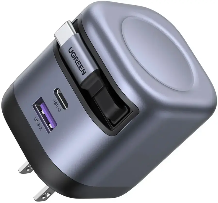 Il caricabatterie USB-C Ugreen Nexode da 45 W è dotato di un cavo retrattile integrato