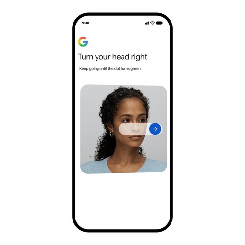 Schermata di Google che invita l’utente a girare la testa verso destra