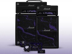L'amplificatore, l'altoparlante portatile e le cuffie Marshall sono stati rinnovati nei colori viola e nero, con dettagli argentati.