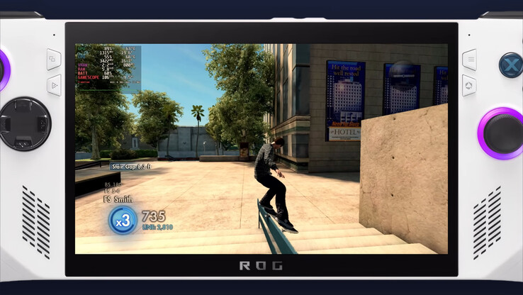 Skate 3 in esecuzione con RPCS3 su ASUS ROG Ally X, con una media di 100-120 FPS.