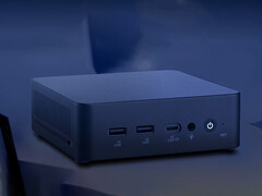 Il VM61 può essere alimentato tramite una porta USB-C. Nell’immagine: una foto promozionale che mostra la parte anteriore del mini PC.