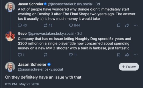 Jason Schreier Bluesky post sugli studios Sony