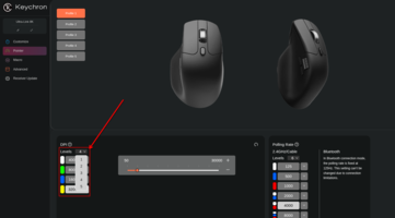 Per impostazione predefinita, Keychron M7 8K è dotato di sei livelli DPI. (Fonte: Keychron)