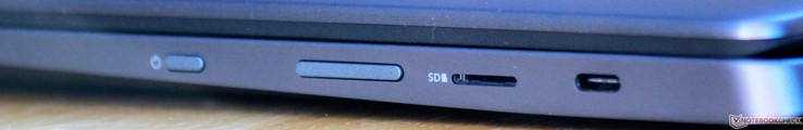 Lato Sinistro: Pulsante di accensione, volume, lettore di schede microSD, USB 3.1 Gen 1 Type-C