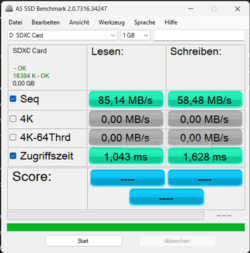 Valori AS-SSD del lettore di schede SD con scheda SD Angelbird AV Pro V60
