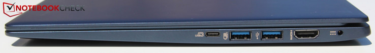A destra: USB-C 3.1, 2x USB-A 3.0, HDMI, alimentazione