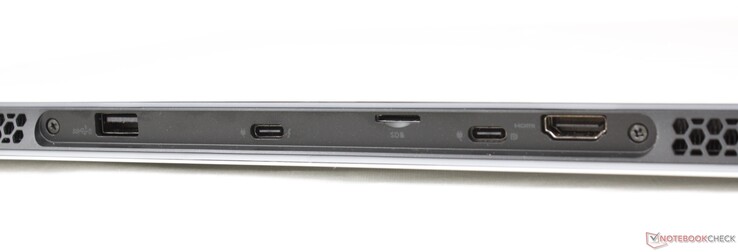 Posteriore: USB-A 3.2 Gen. 1, USB-C con Thunderbolt 4 + DisplayPort + Power Delivery, lettore MicroSD, USB-C con DisplayPort + Power Delivery, HDMI 2.1