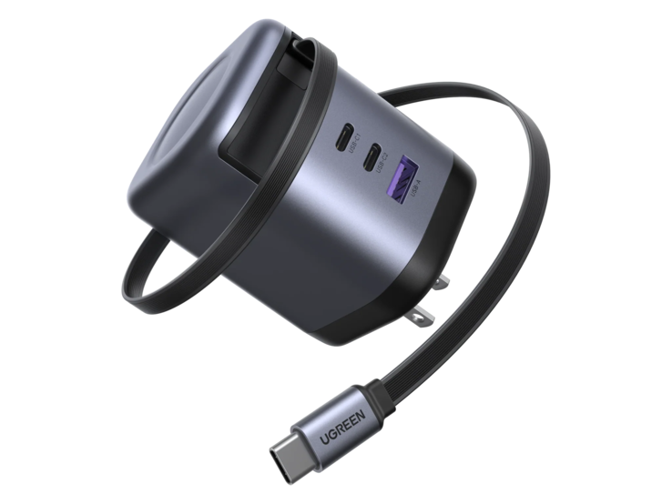 Il caricatore Nexode 100W di Ugreen con cavo USB-C retrattile. (Fonte: Ugreen)