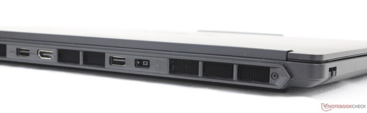 Pannello posteriore: 2 porte USB-A (5 Gbps), HDMI 2.1, alimentatore CA